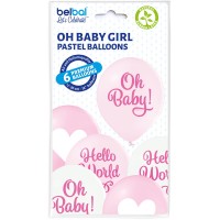 Standaard ballonnen-D11- Oh Baby Girl (6st assorted)