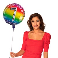 Folieballon: "7" Regenbogen  (45cm)