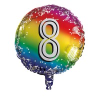 Folieballon: "8" Regenbogen  (45cm)