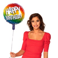 Folieballon Happy birthday regenboog  (45cm)