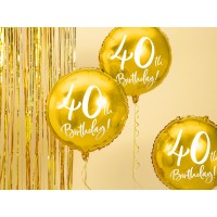 Ballon Aluminium "40th Birthday" Doré (45cm)