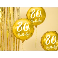 Folieballon "80th Birthday" Goud (45cm)
