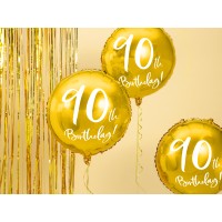 Ballon Aluminium (45cm) '90th Birthday' Doré