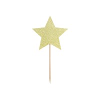 Cupcake topper "Stars" goud 6st (11,5cm)