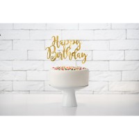 Cake Topper Taartdecoratie "Happy Birthday" Goud (22,5cm)