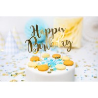 Cake topper "Happy Birthday" Gold (22,5cm)