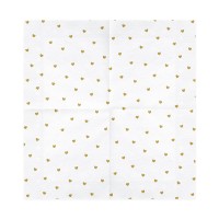 Serviettes en Papier "Golden Hearts" Blanc-Or - 20 pcs. (33x33cm)
