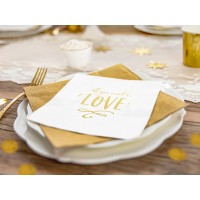 Napkins "All you need is Love" white-gold 20pcs. (33x33cm)