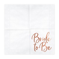 Servetten Papier "Bride To Be" Wit-Roségoud - 20 stuks (33 x 33cm)