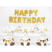 Servetten "Happy Birthday" wit-goud 20st. (33x33cm)