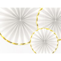 Decoratieve rosetten wit-goud (3st.)