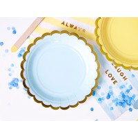 Paper Plates Light Blue-Gold - 6pcs. (18cm)