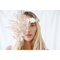 Haarband Bloemen Wit (18cm)