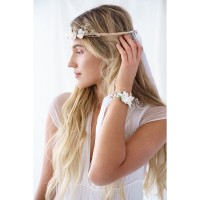 Haarband Bloemen Wit (18cm)