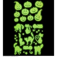Glow in the dark Halloween Decoratie Stickers Pompoenen-Katten