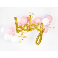 Folieballon tekst: Baby goud (73x75cm)