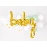 Folieballon tekst: Baby goud (73x75cm)