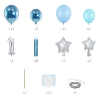 Ballonset Cijfer "1", Blauw (90 x 140cm)