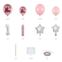 Ballonset Cijfer "1", Pink (90x140cm)