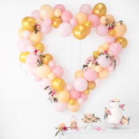 Ballonboog slinger met hart frame, goud-roze (160cm)