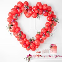 DIY Arc et Guirlande de Ballons, cadre coeur, rouge (160cm)