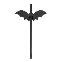 Bat Halloween Paper Straws Black (16 pcs.)