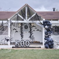 Décoration de Porte Halloween Couronne en Brindilles Noires avec Chauves-Souris