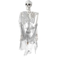 Déco pendante Halloween Squelette tête en bas (140cm)