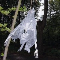 Halloween Hangdecoratie: Skelet op zijn kop (140cm)