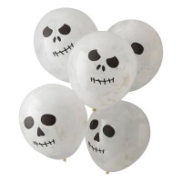 Ballonnen Halloween Skull Wit - 5 stuks