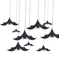 Hangdecoratie Halloween Vleermuizen Zwart - 10 stuks