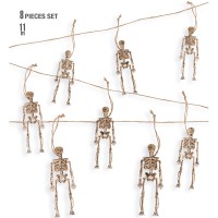 Halloweendecoratie: Set 8 Skeletten 15cm (met 11m koord)