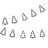 Guirlande Arbres de Noël Noirs en Bois (2m)