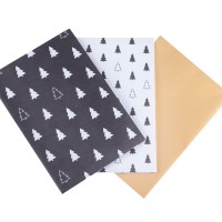 Wrapping Paper - Merry Christmas Tree Print - Black, White and Kraft