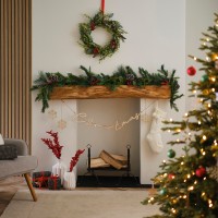 Houten Borddecoraties "Merry Christmas" - 6 stuks