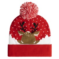 Christmas Hat/Beanie LED Lights Oh Deer Red (one size)