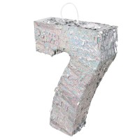 Piñata Number '7' Holographic Silver (40 x 28 x 8 cm)