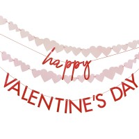 Guirlande à lettres "Happy Valentine's Day" rose & rouge