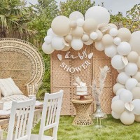 DIY Kit Balloon Arch Nude & White, with Paper Fans