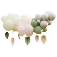 DIY Arc et Guirlande de Ballons, vert sauge avec éventails de palmiers en papier