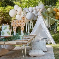 DIY Balloon Arch Garland, Green, Cream, Grey & Gold Chrome