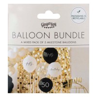 Standaard Ballonnen (30cm) 50 Jaar - Zwart-Wit - Set van 5 stuks 