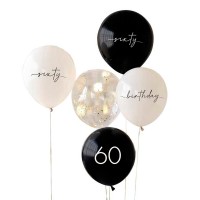 Standaard Ballonnen (30cm) 60 Jaar - Zwart-Wit - Set van 5 stuks