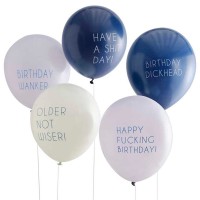 Ballons Standards (30 cm) Slogans Méchants Anniversaire - Set de 5