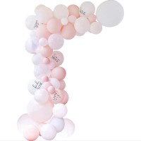 Balloon arch kit 'Team Bride' (55 balloons) white-pink