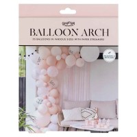 Balloon arch kit 'Team Bride' (55 balloons) white-pink