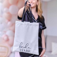 Tote bag "Bride to Be" Blanc-Noir (36cmx31cm)