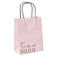 Party Bag "Team Bride" Rosa-Schwarz - 5St. (21,5cmx16cm)