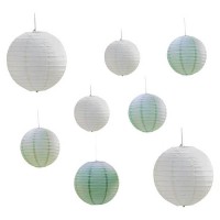 Lanternes Vert Sage-Blanc - 8 pcs. (30cm x 30cm)
