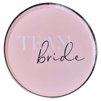 Papierteller "Team Bride" Pink - 8St. (25cm)